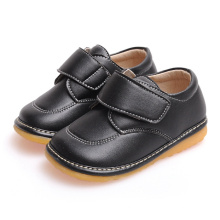 Solid Black Baby Boy Toddler Shoes Chaussures souples en cuir véritable
